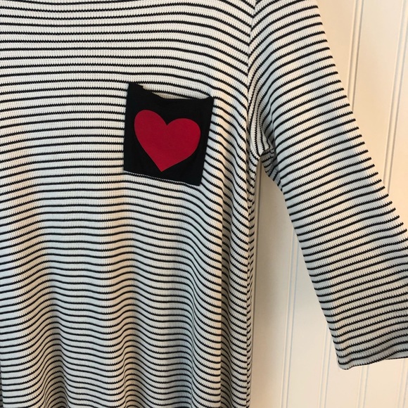 Now N Forever Black White Stripe Heart Tunic Dress - Picture 2 of 8